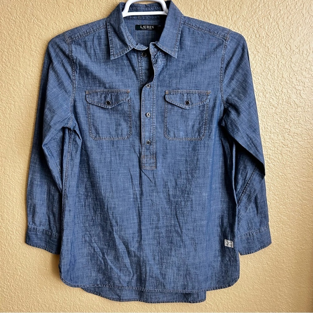 Lauren Ralph Lauren Chambray Long Sleeve Tunic